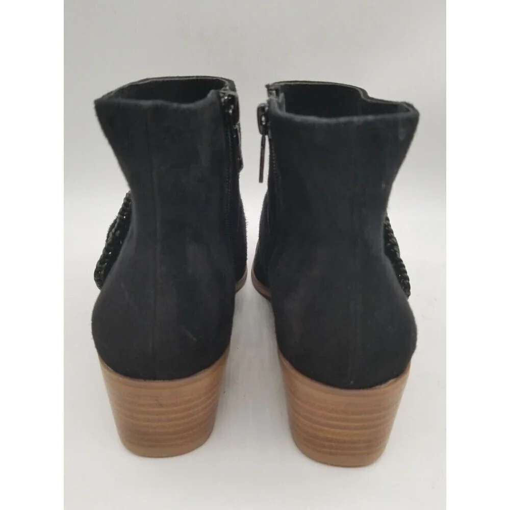 Jack Rogers Womens Black Suede Buckle Izzie Block Heel Ankle Booties‎ 5 M